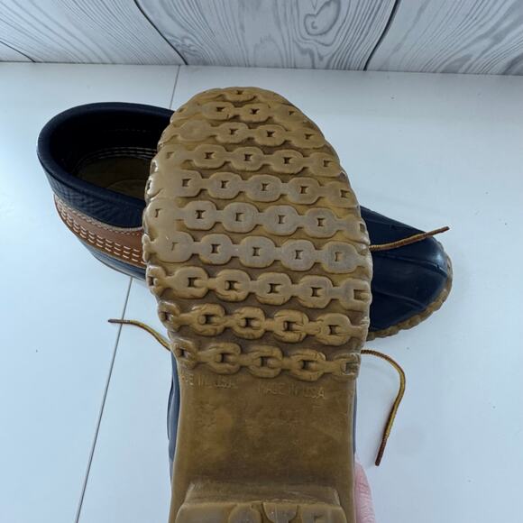 VTG. LL BEAN Women’s Sz 10/Men’s Size 8 Rubber Gum Shoes Made USA Brown Blue - Picture 7 of 11